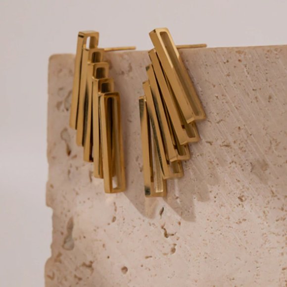 Gold Stacked stud earring - Picture 1 of 8